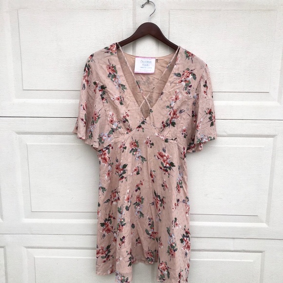 California Moon Rise Women’s Dress Pale Pink Floral Boho Romantic Large - Picture 2 of 7